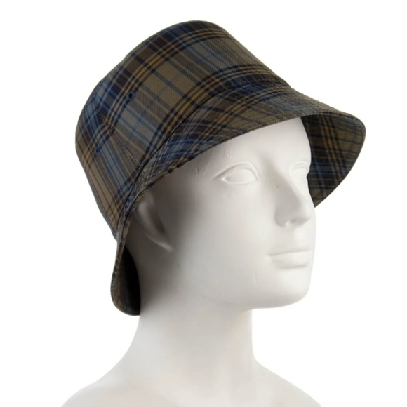New Burberry Authentic Plaid Check Blue Nylon Bucket Hat Unisex NWT main image 9